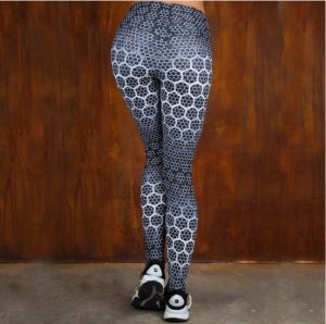 Spandex Fabric Hexagon Print Yoga Pants