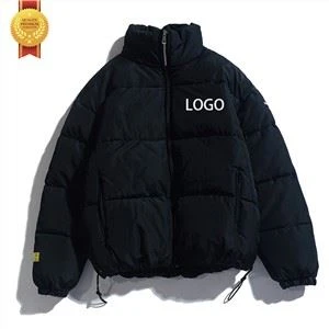 Custom Nylon Winter Black Bomber Puffer Men Jacket