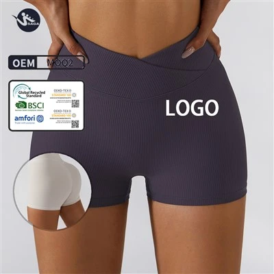 Fitness Butt Lift Tummy Control V Shape Jogging Gym Sports Workout Nylon Green Yoga Biker Shorts For Women