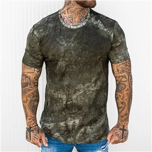 Men's Tights Strong Stretch Short Sleeve T-shirt Digital Printed Sports Fitness Clothes