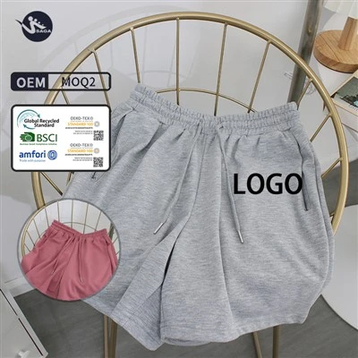 Middle Waist French Terry Wide Waistband Loose Jogger Shorts Oversize Short Pants For Women