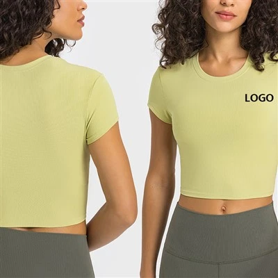Popular Sexy Quick Dry T-Shirt Short Sleeve Gym Yoga Crop Tops For Women