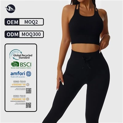 Push-up Strappy Sports Bra Leggings Yoga Set