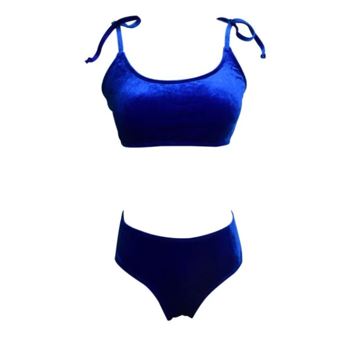 Hot Pleated Triangle Girls Bikini Set Brazilian Bathing Suit Bandeau Swimwear